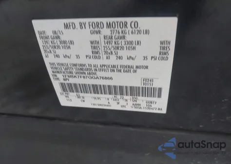 2016 Ford Explorer Limited z USA, uszkodzony, nr VIN 1FM5K7F87GGA76866